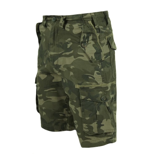 D555 Camaro Camo Print Cotton Cargo Shorts Khaki